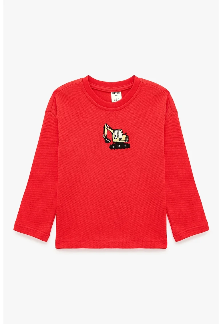 Bluza din bumbac cu detaliu cu broderie, Rosu