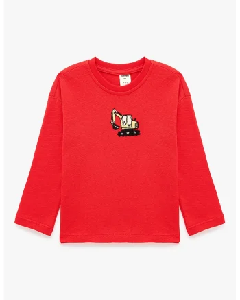 Bluza din bumbac cu detaliu cu broderie, Rosu