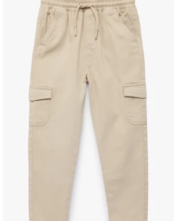 Pantaloni cargo cu snur de ajustare, Bej inchis