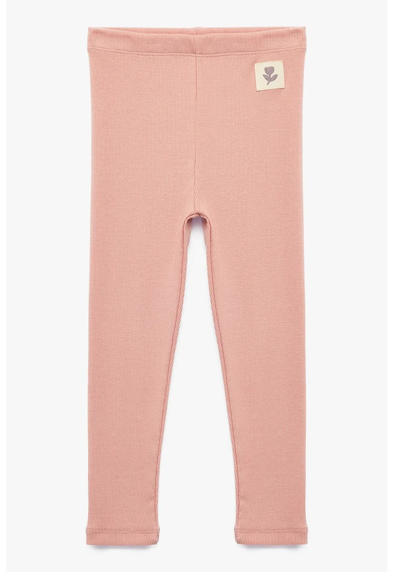 Colanti cu talie inalta si model uni, Nude rose