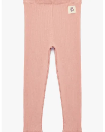Colanti cu talie inalta si model uni, Nude rose