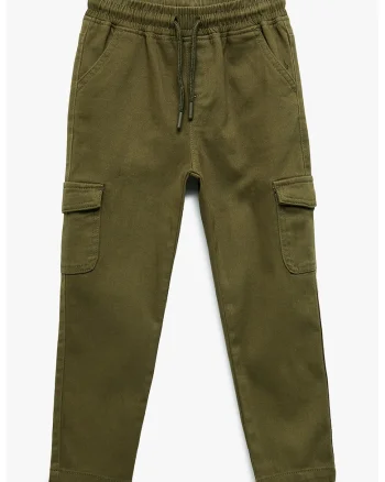 Pantaloni cargo cu snur de ajustare, Verde masliniu
