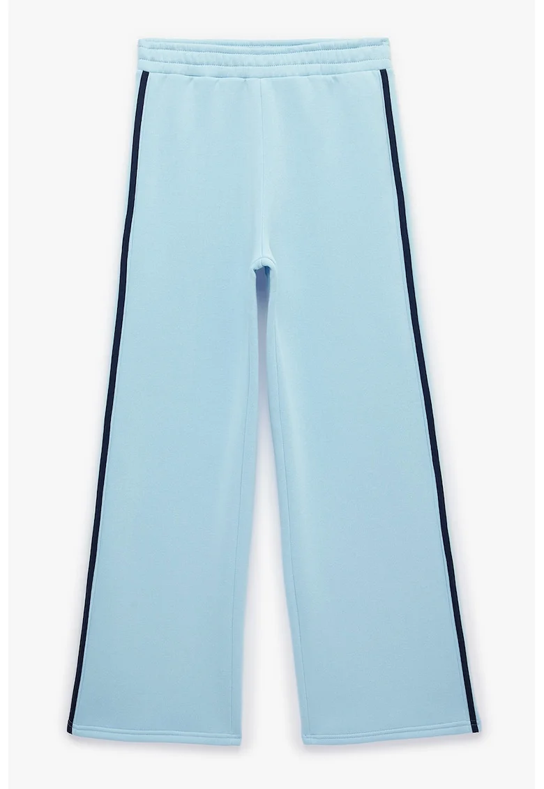 Pantaloni de trening cu croiala ampla si talie elastica, Albastru deschis