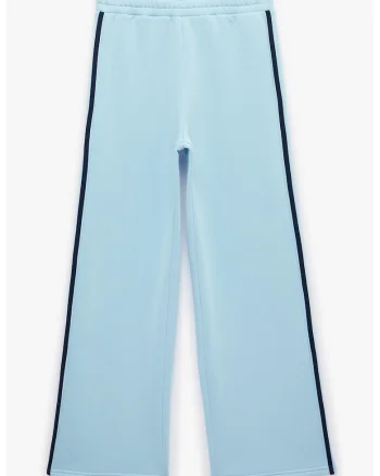Pantaloni de trening cu croiala ampla si talie elastica, Albastru deschis