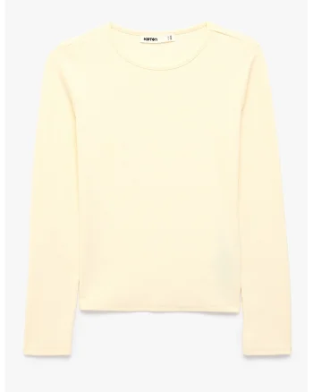 Bluza slim fit din amestec de modal, Galben pastel