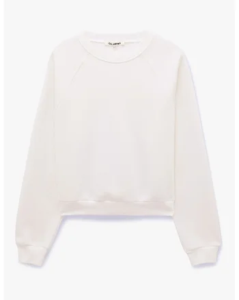 Bluza de trening cu model uni si maneci raglan, Alb optic