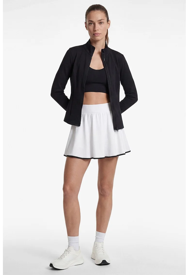 Fusta mini cu pantaloni scurti interiori, Alb/Negru