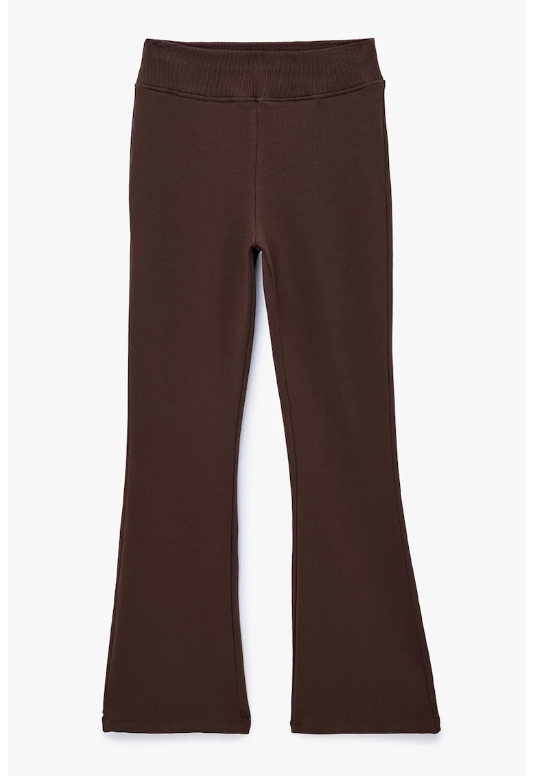 Pantaloni de trening evazati cu talie inalta, Maro inchis
