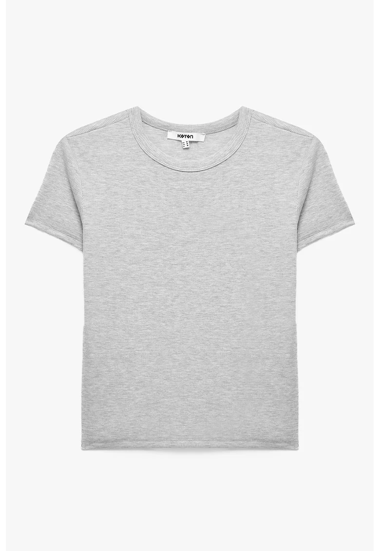 Tricou slim fit din amestec de bumbac, Gri deschis melange