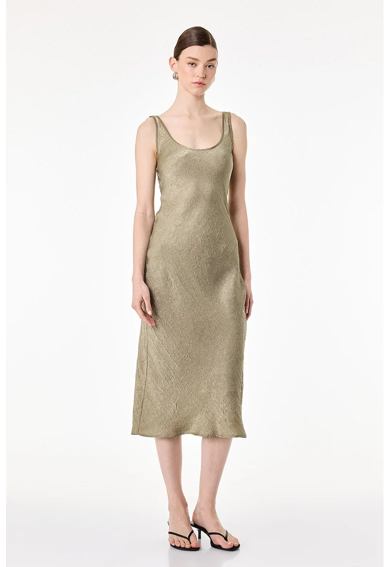 Rochie-furou cu decolteu amplu, Verde stins
