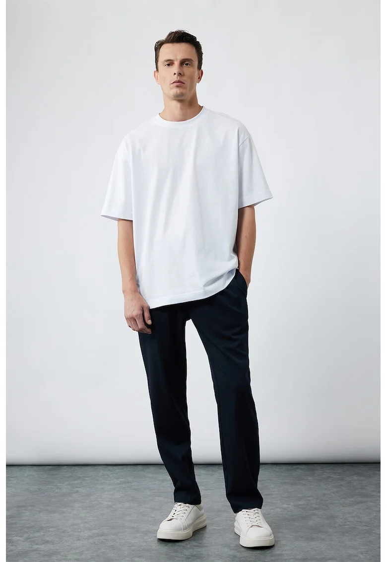 Tricou din bumbac cu model uni, Alb murdar