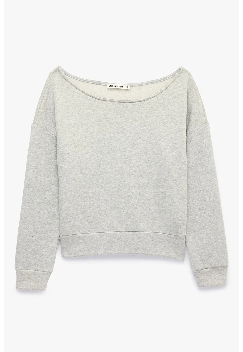 Bluza de trening cu decolteu pe un umar, Gri melange
