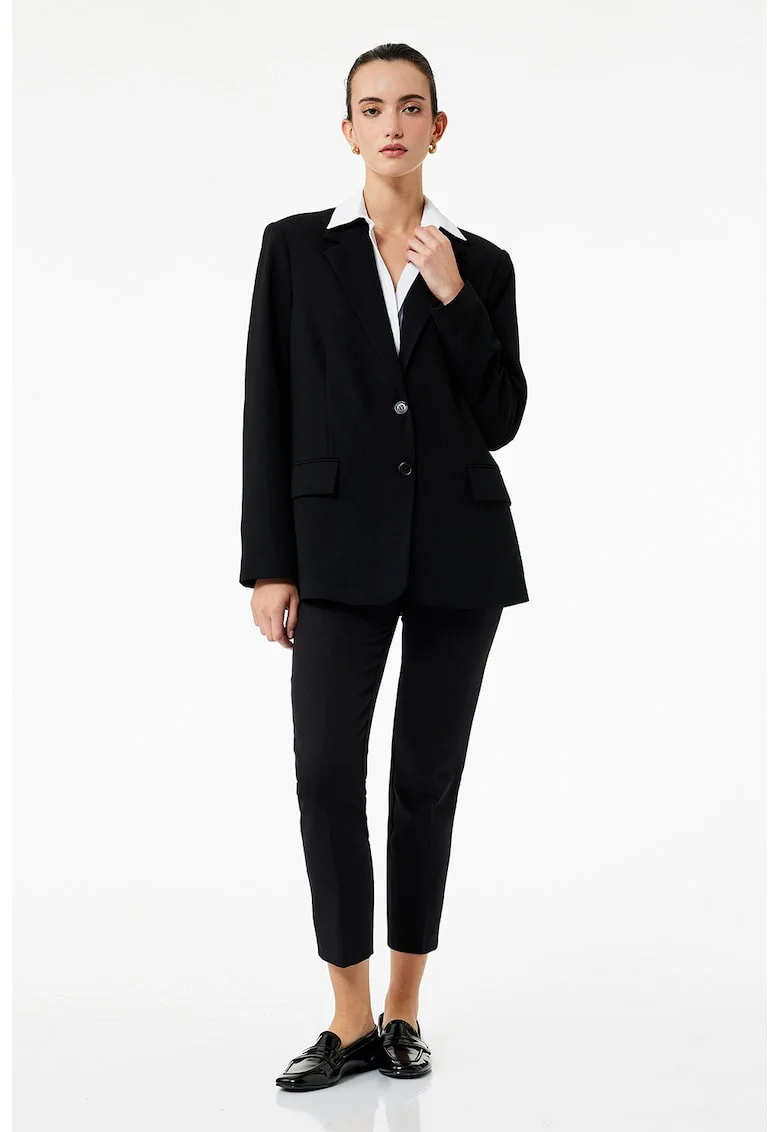 Pantaloni slim fit cu croiala tigareta, Negru