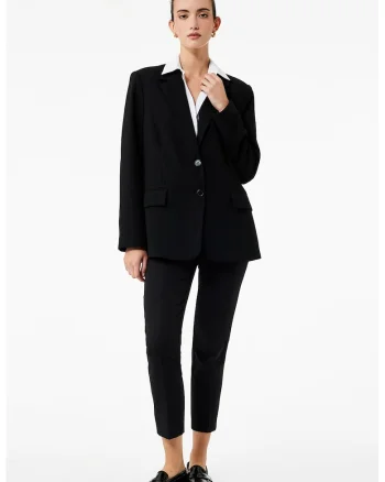 Pantaloni slim fit cu croiala tigareta, Negru