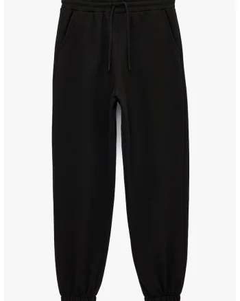 Pantaloni de trening cu 2 buzunare oblice, Negru