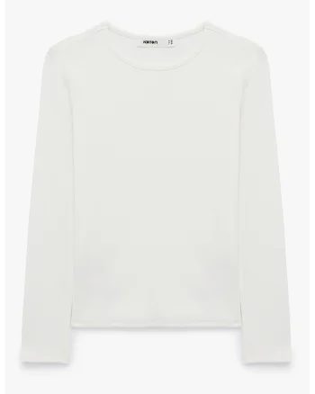 Bluza slim fit din amestec de modal, Alb fildes