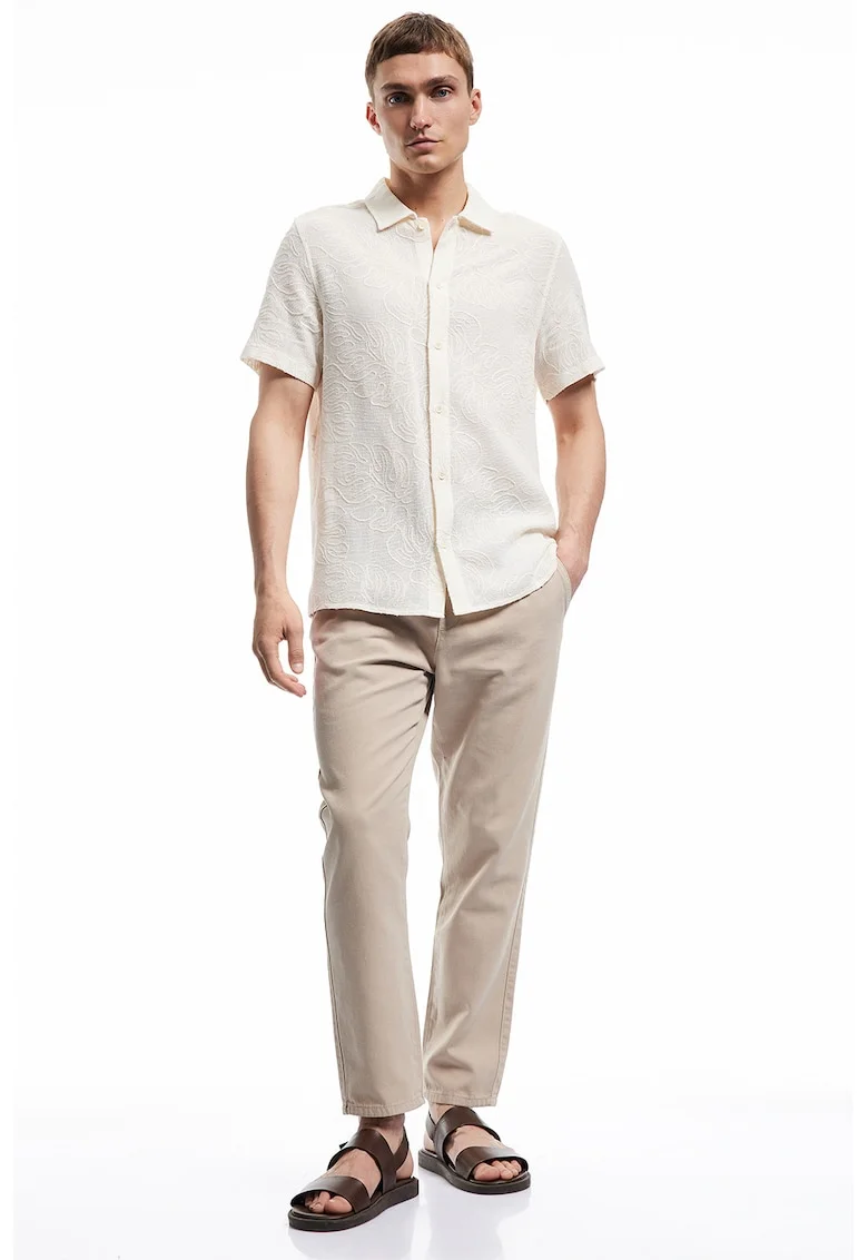 Pantaloni regular fit cu snur de ajustare in talie, Bej sampanie