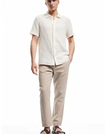Pantaloni regular fit cu snur de ajustare in talie, Bej sampanie
