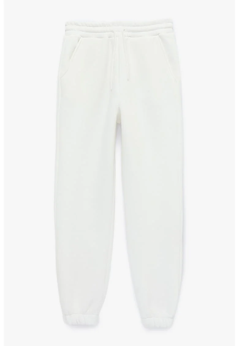 Pantaloni de trening cu 2 buzunare oblice, Alb