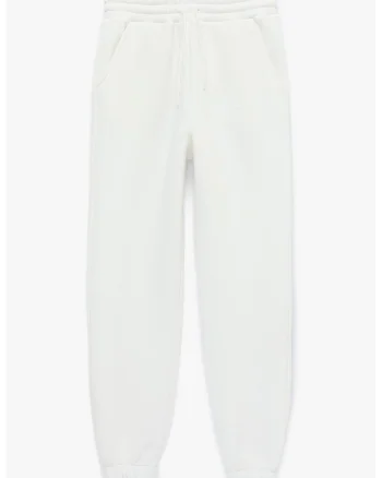 Pantaloni de trening cu 2 buzunare oblice, Alb