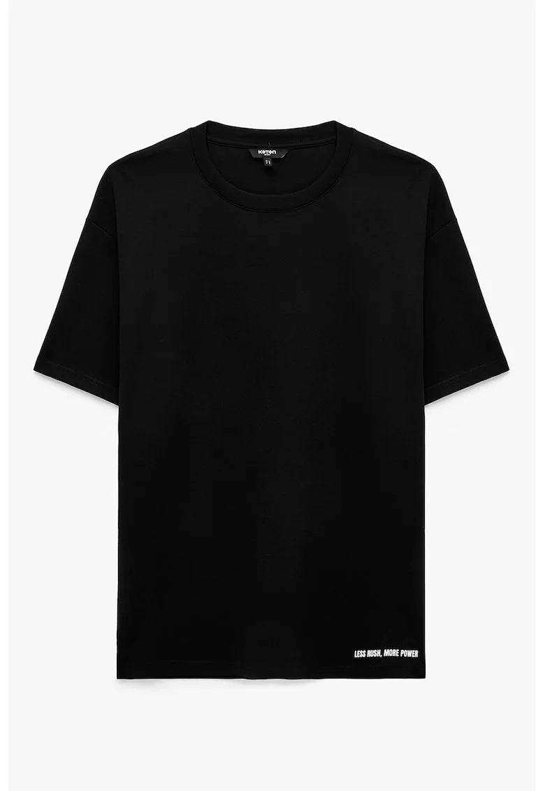 Tricou cu detaliu text, Negru