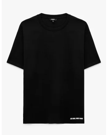 Tricou cu detaliu text, Negru