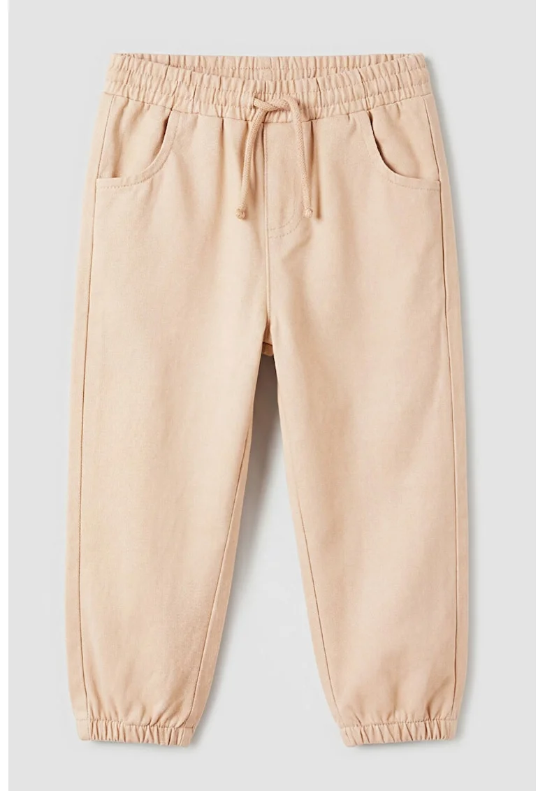 Pantaloni din bumbac cu snur de ajustare, Bej sampanie
