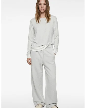 Pantaloni de trening cu croiala ampla, Gri deschis melange