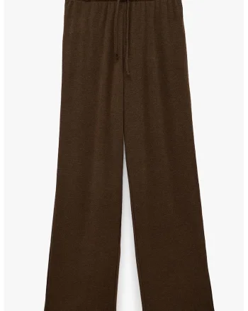 Pantaloni cu croiala ampla si model uni, Maro inchis