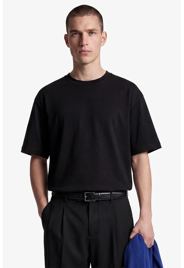 Tricou din bumbac cu model uni, Negru