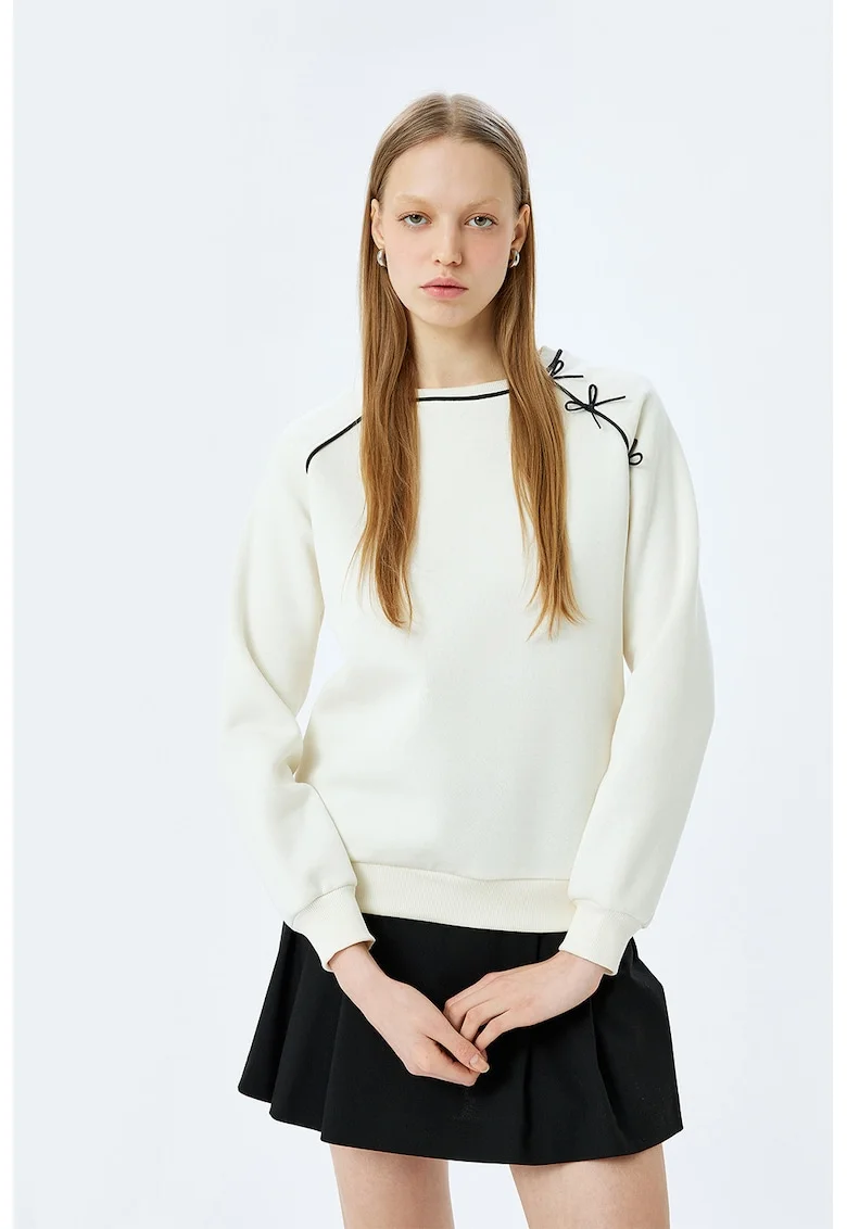 Bluza de trening cu maneci raglan, Alb/Negru