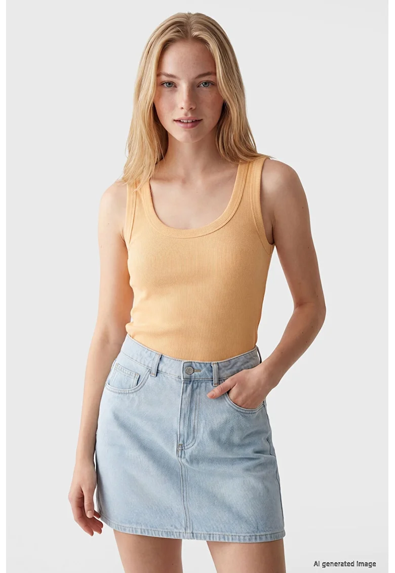 Top slim fit, Portocaliu deschis