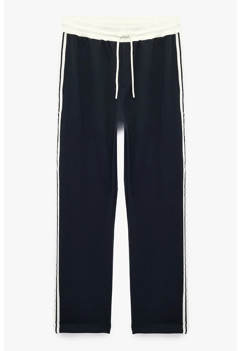 Pantaloni cu croiala ampla, Alb/Bleumarin