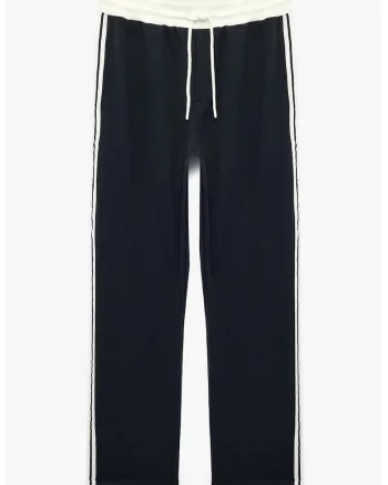 Pantaloni cu croiala ampla, Alb/Bleumarin