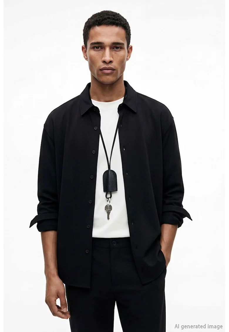Camasa relaxed-fit, Negru