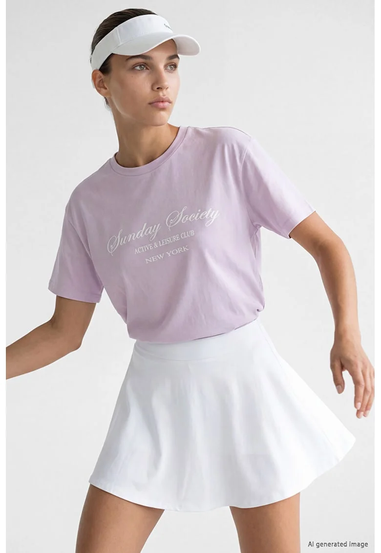 Tricou din bumbac cu imprimeu, Lila