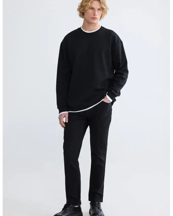 Blugi regular-fit cu model uni, Negru