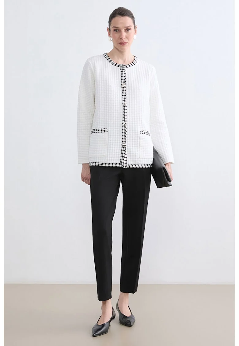 Pantaloni crop cu talie inalta, Negru
