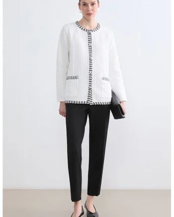 Pantaloni crop cu talie inalta, Negru
