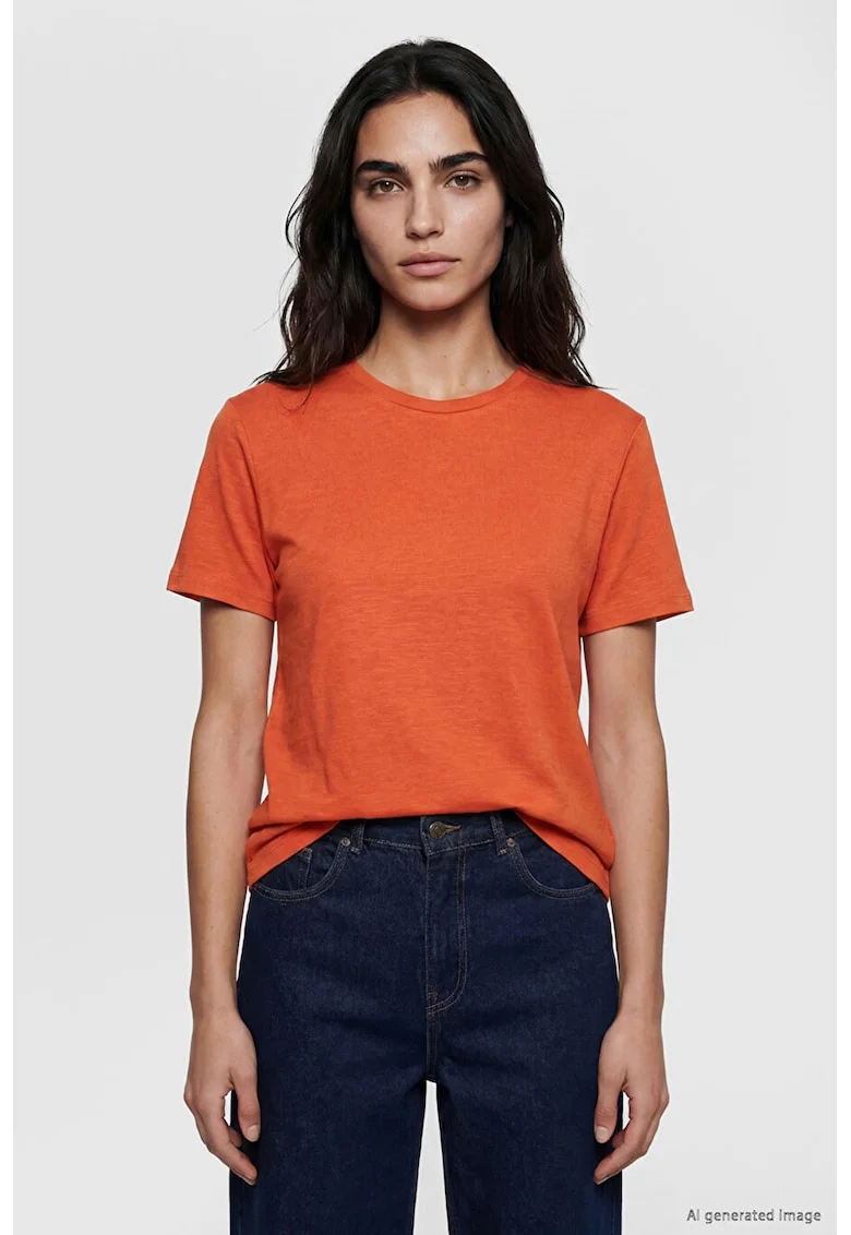 Tricou regular-fit cu model uni, Portocaliu dovleac