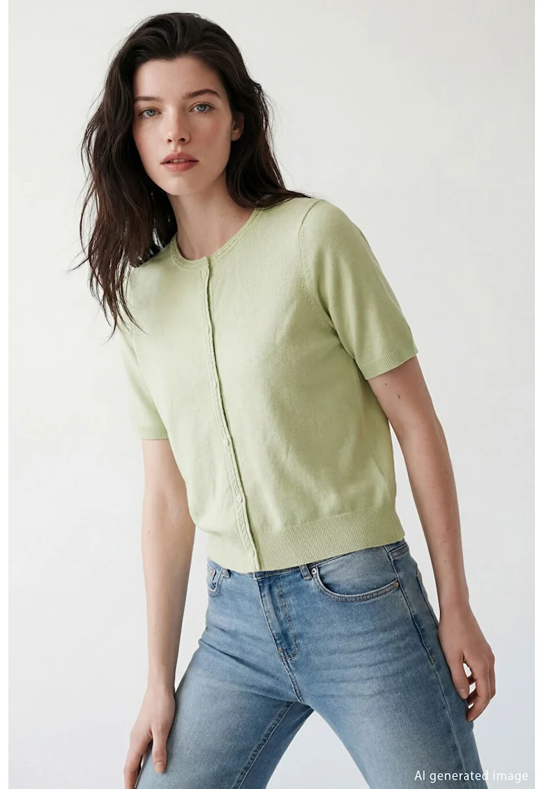 Cardigan cu maneci scurte, Verde pastel