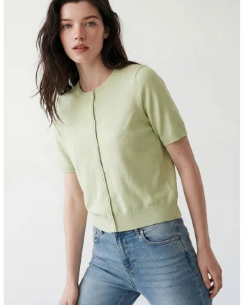 Cardigan cu maneci scurte, Verde pastel