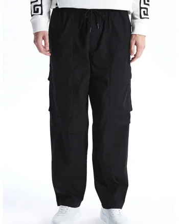 Pantaloni cargo cu croiala lejera, Negru