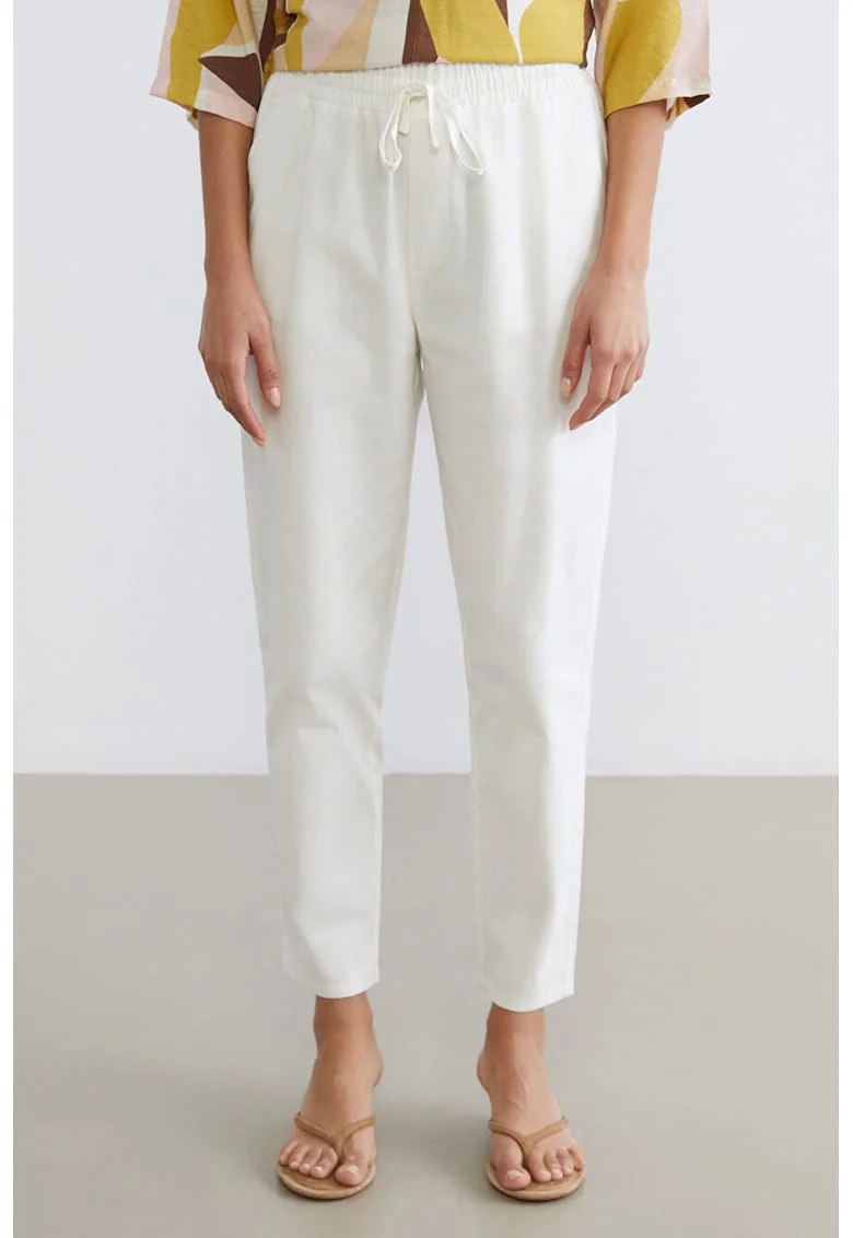 Pantaloni carrot din bumbac, Alb