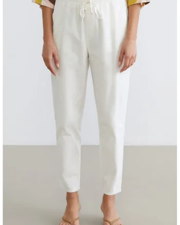 Pantaloni carrot din bumbac, Alb