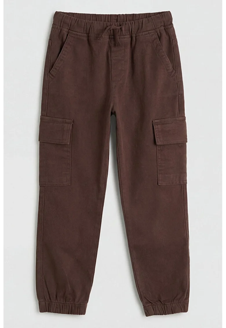 Pantaloni cargo cu talie ajustabila, Maro cognac