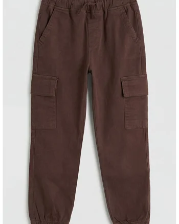 Pantaloni cargo cu talie ajustabila, Maro cognac