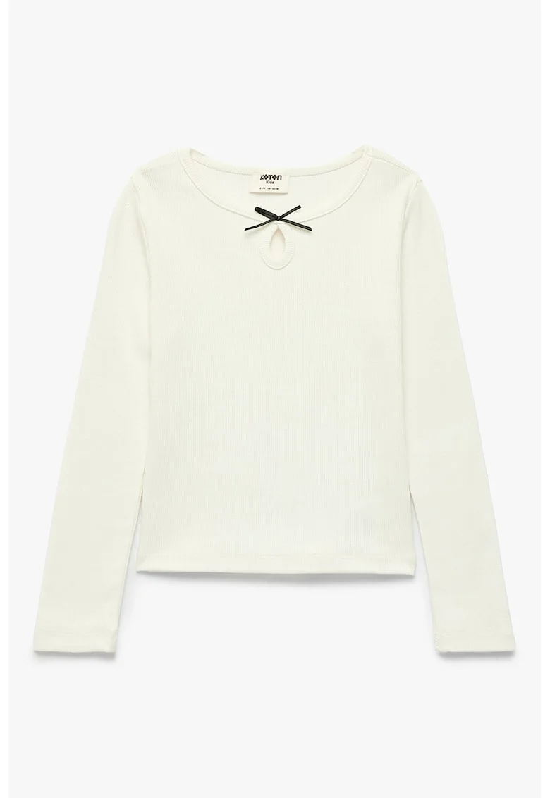Bluza din amestec de bumbac, Ecru