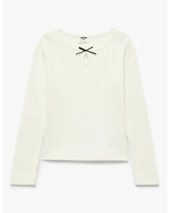 Bluza din amestec de bumbac, Ecru