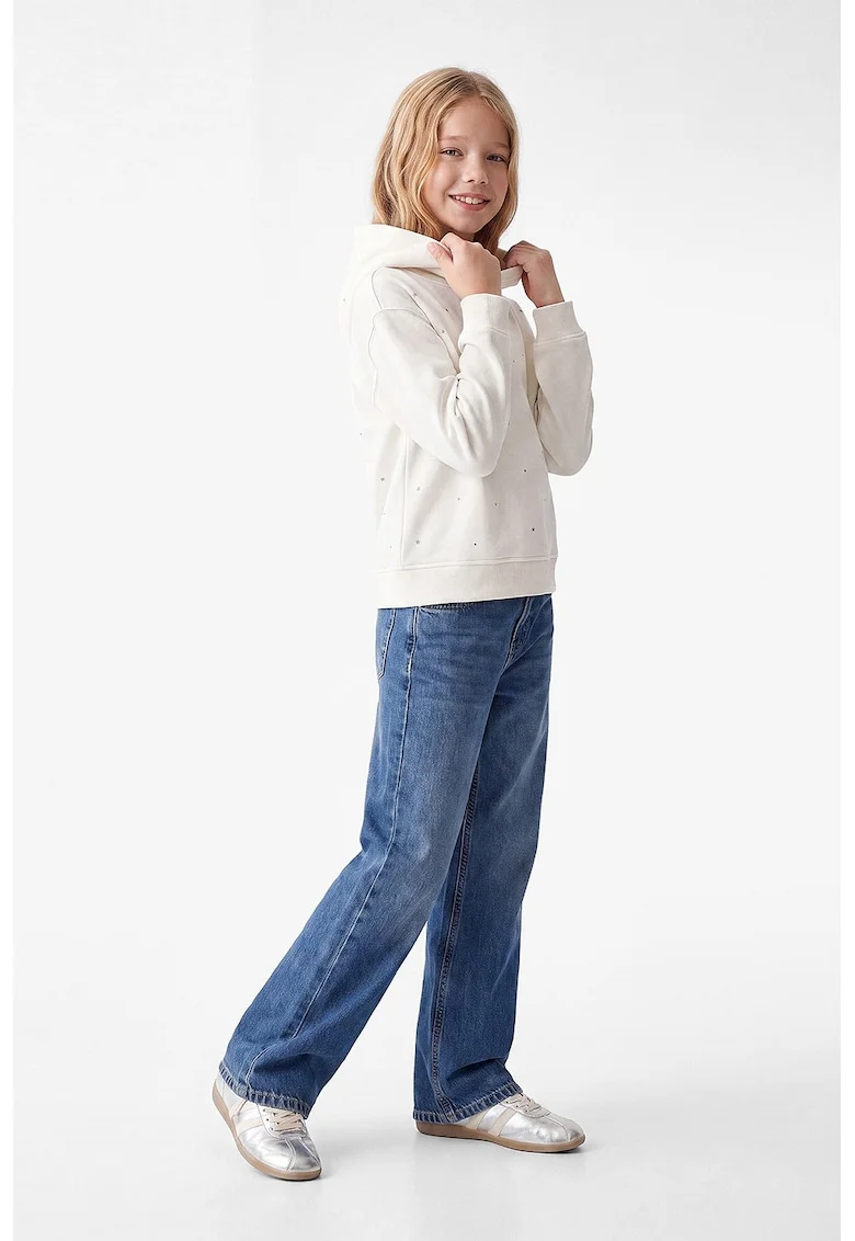 Blugi relaxed fit cu talie medie, Albastru melange